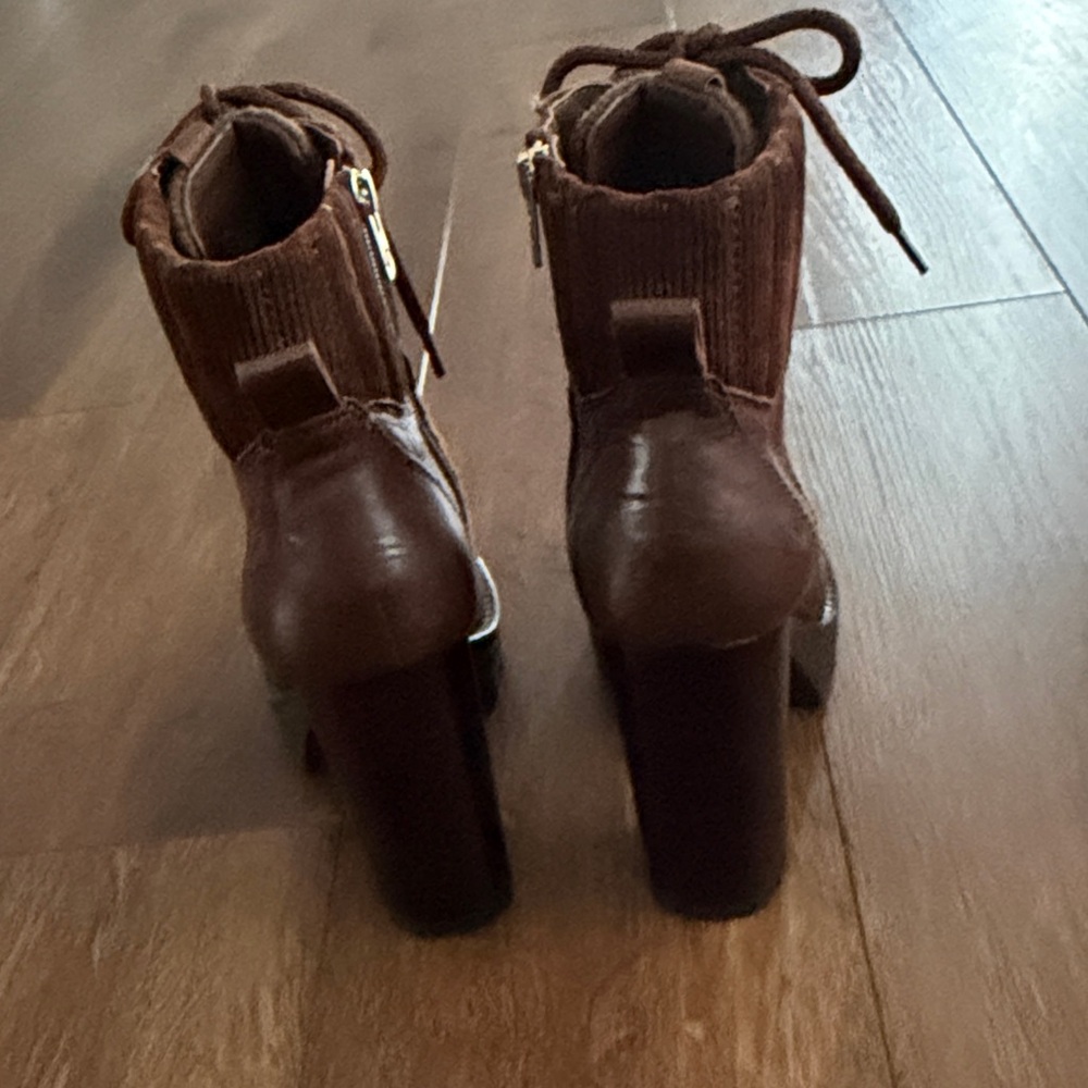 Antonio Melani Brown Wool and Leather platform boots - Picture 3 of 5